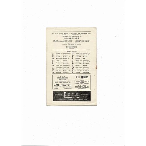 1958/59 Chesterfield v Colchester United Football Programme