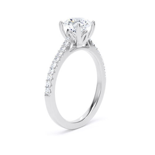 Round brilliant solitaire with diamond set shoulders