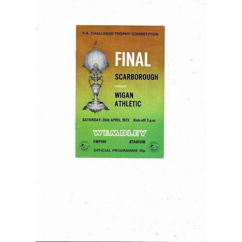 1973 Scarborough v Wigan Athletic FA Trophy Final Football Programme
