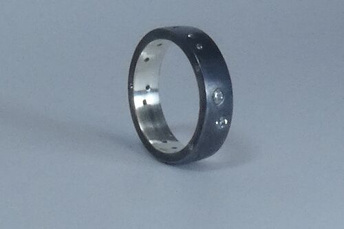 Night Sky Flush set ring, simple finish.