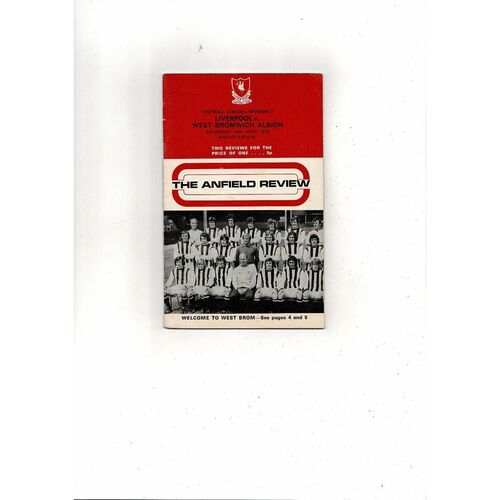 1972/73 Liverpool v West Bromwich Albion Football Programme + League Review