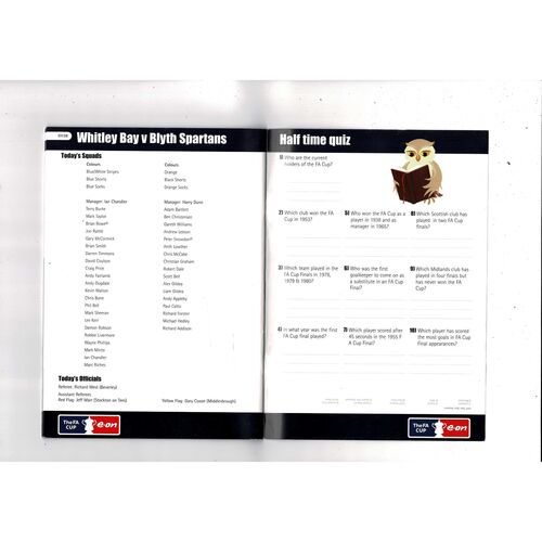 Whitley Bay v Blyth Spartans FA Cup Football Programme 2006/07