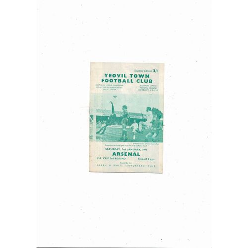 Yeovil Town v Arsenal FA Cup Football Programme 1970/71