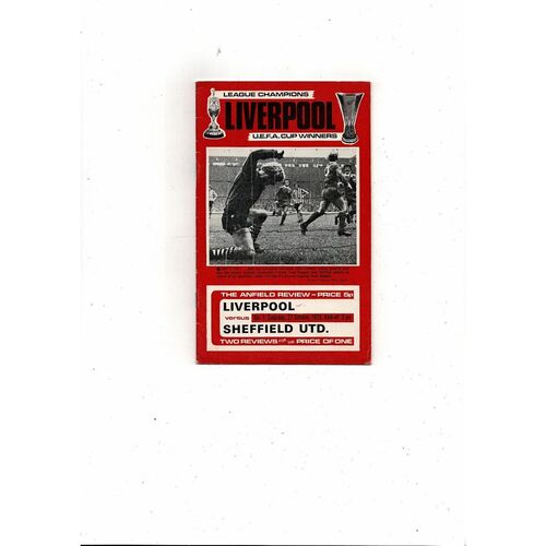 1973/74 Liverpool v Sheffield United Football Programme + League Review