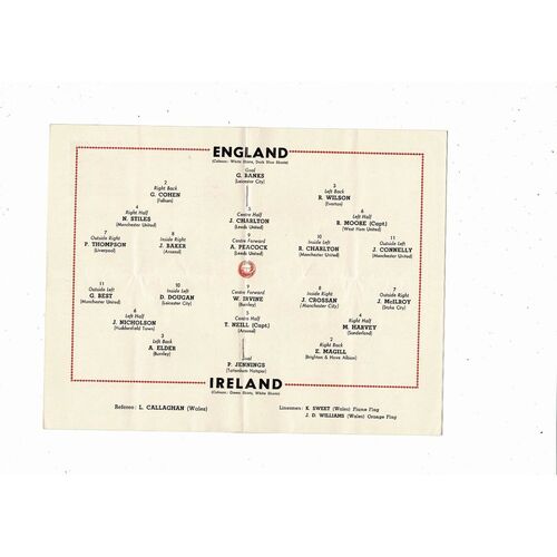 1965 England v Northern Ireland Football Programme