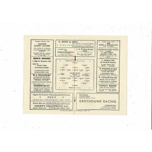 1954/55 Hounslow Town v Enfield Middlesex Senior Cup Football Programme