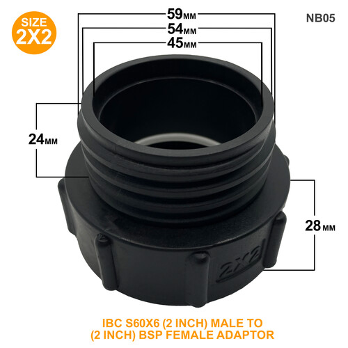 IBC S60x6 (2 inch) Male to (62mm)  BSP Female Adaptor