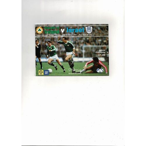 1987 Republic of Ireland v Israel Football Programme
