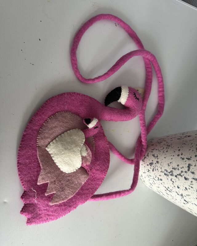 Flamingo puppet bag