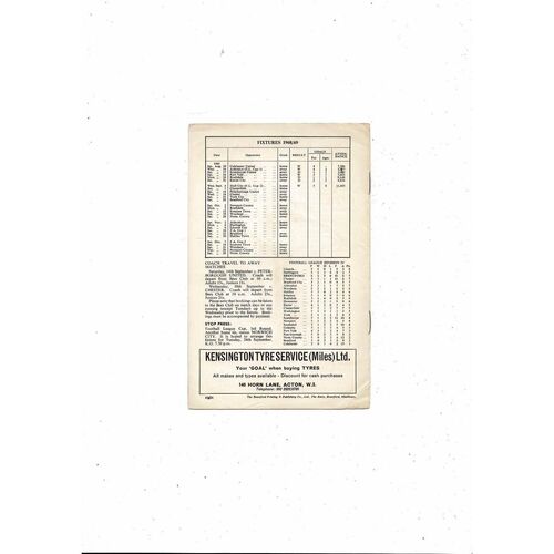 1968/69 Brentford v Chesterfield Football Programme