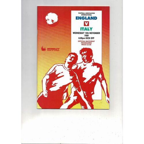 1989 England v Italy Football Programme