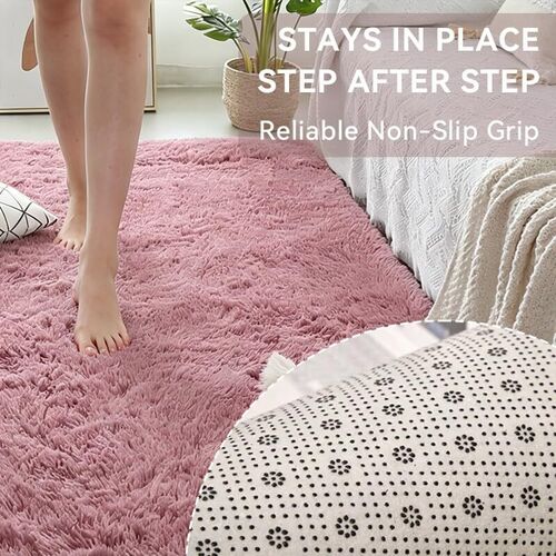 CozyLiving Ultra-Soft Fluffy Shag Rug – Luxury High-Pile Floor Carpet for Living Room, Bedroom & Nursery – Non-Shedding & Cozy (Pink, 60 x 110 cm)