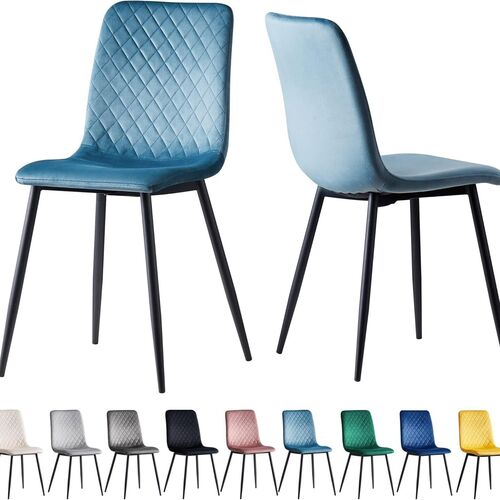 mcc direct Designer Velvet Fabric Dining Chairs Metal Legs Lexi Chairs(Set of 2/Set of 4)
