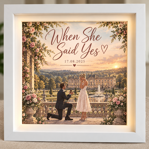 Engagement Frame, When She Said Yes Proposal Gift, Custom Engagement Keepsake
