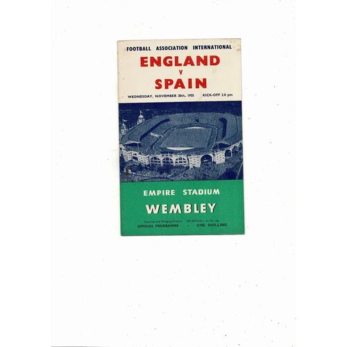 1955 England v Spain Football Programme