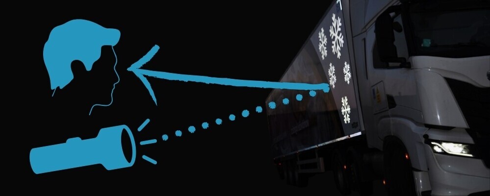 An illustration demonstrating light reflecting off a vehicle's reflective graphic or wrap and bouncing back towards the original source.