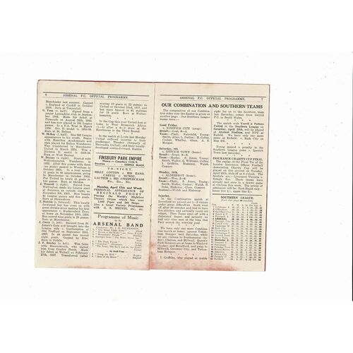 1938/39 Arsenal v Manchester United Football Programme