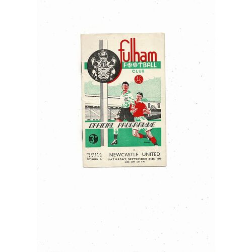 1949/50 Fulham v Newcastle United Football Programme