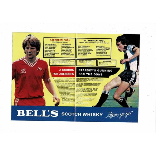 1982 St Mirren v Aberdeen Scottish Cup Semi Final Football Programme