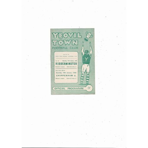 1957/58 Yeovil Town v Kidderminster Southern League Football Programme