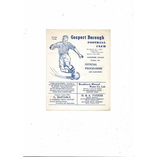 1967/68 Gosport Borough v Hawker Siddeley Hampshire League Football Programme