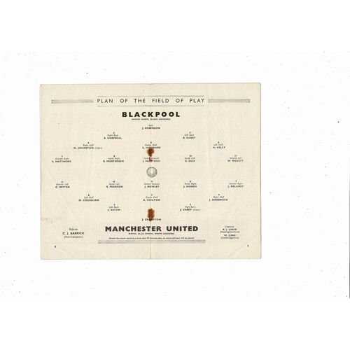 1948 Blackpool v Manchester United FA Cup Final Football Programme