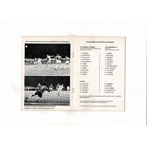 Club Brugge v Olympique Lyon UEFA Cup Football Programme 1975/76