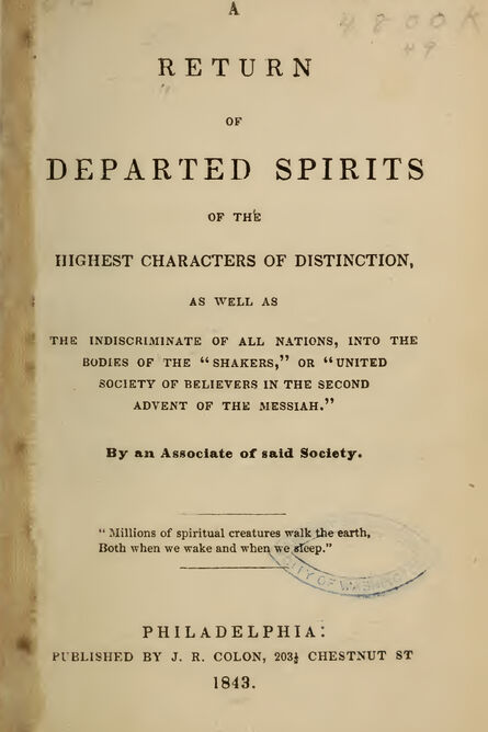 1843 | A Return of Departed Spirits