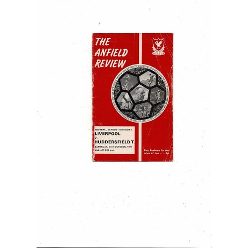 1971/72 Liverpool v Huddersfield Town Football Programme