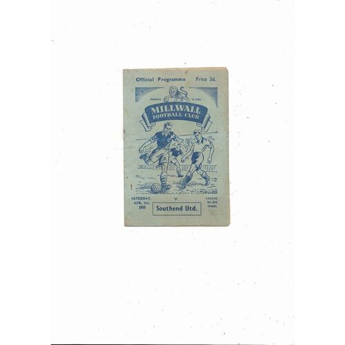 1954/55 Millwall v Southend United Football Programme