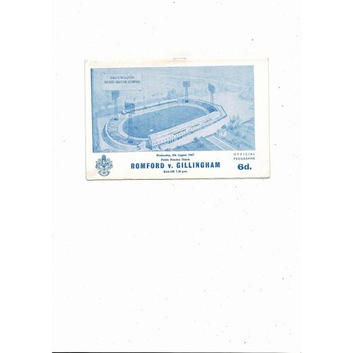 Romford v Gillingham Public Pratice Match Football Programme 1967/68