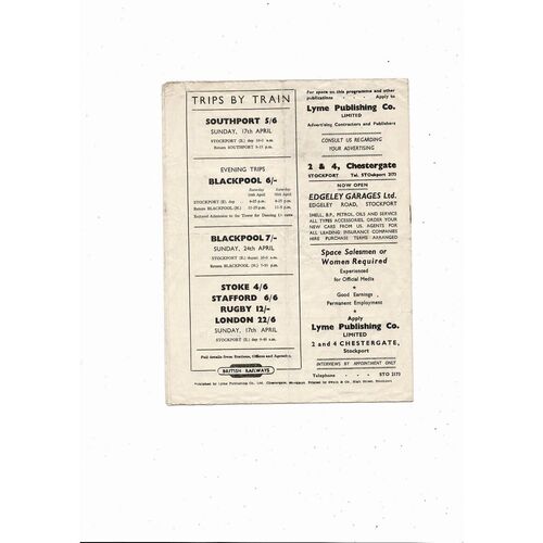 1954/55 Stockport County v Crewe Alexandra Football Programme