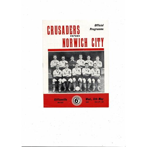 Crusaders v Norwich City Friendly Football Programme 1958/59