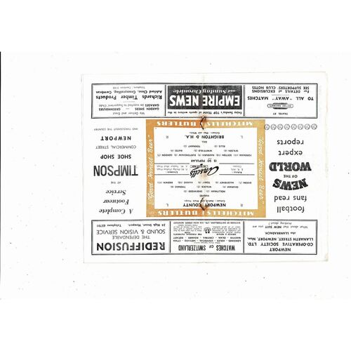 1957/58 Newport County v Brighton Football Programme