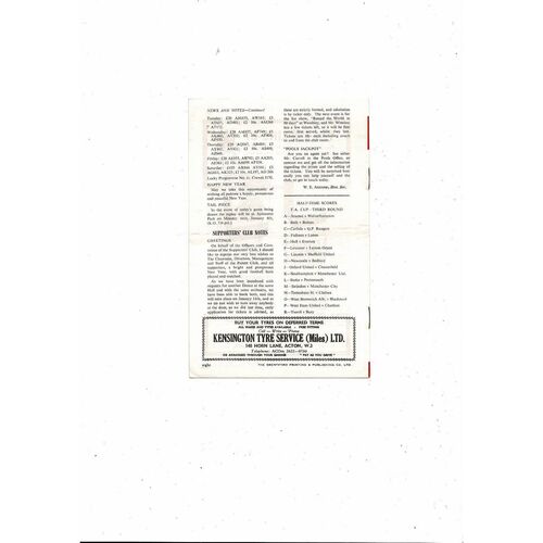 1963/64 Brentford v Middlesbrough FA Cup Football Programme