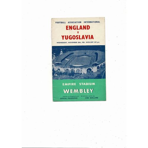 1956 England v Yugoslavia Football Programme