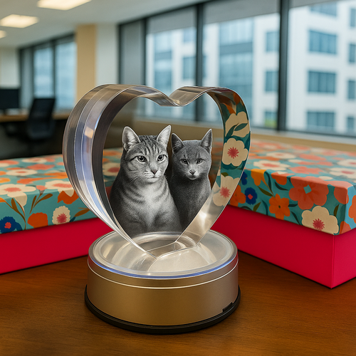 The Super Large 3D Tiree Colour heart Crystal