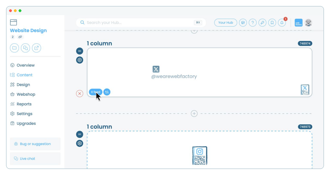 How to add an X Feed to a website page | Webfactory Support | Webfactory