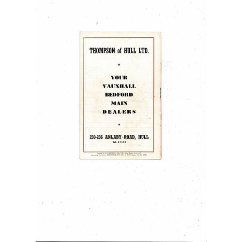 Hull City v Hibernian Friendly Football Programme 1966/67