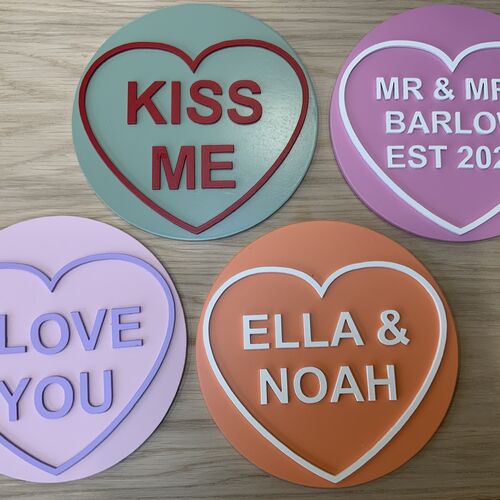 Personalised Sweetheart Heart Plaque – Custom Message, Two Colours