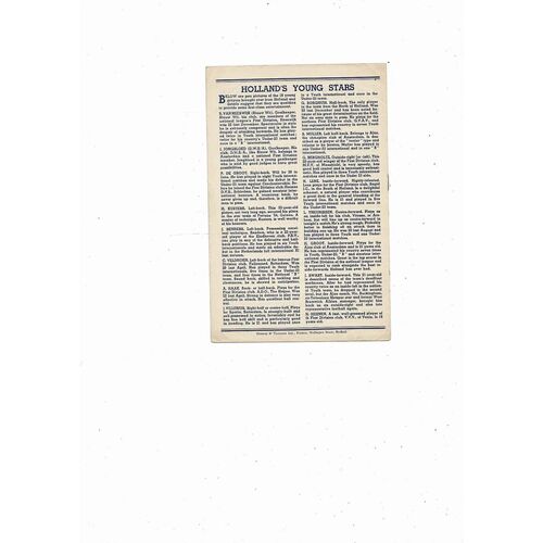 1960 England v Holland U23 Football Programme @ Sheffield Wednesday