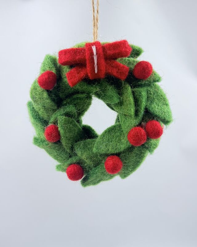 Hand‑Felted Christmas Wreath Ornament