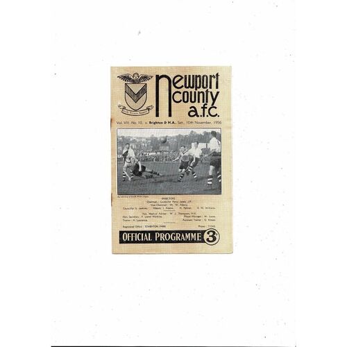 1956/57 Newport County v Brighton Football Programme
