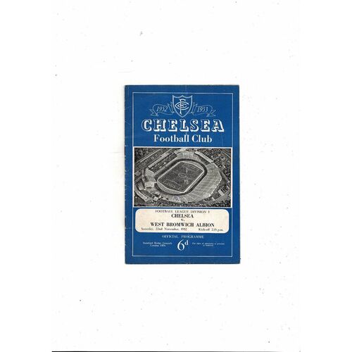 1952/53 Chelsea v West Bromwich Albion Football Programme