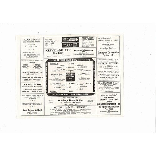 1964/65 Darlington v Arsenal FA Cup Football Programme