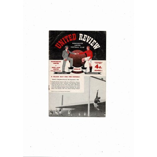 1958/59 Manchester United v West Ham United Football Programme