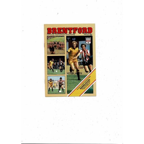 1981/82 Brentford v Wimbledon Football Programme