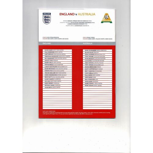 2003 England v Australia Football Programme