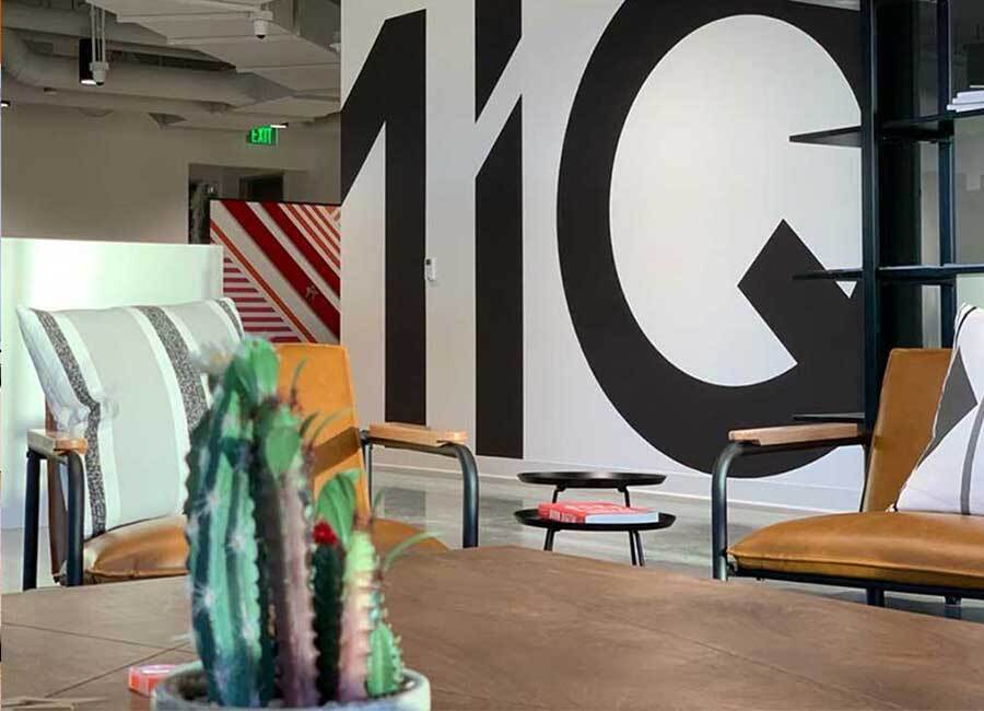 Office LA Murals Inspiration Reception Desk Design