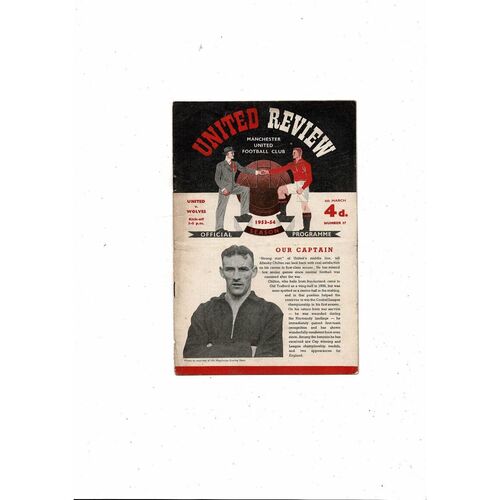 1953/54 Manchester United v Wolves Football Programme